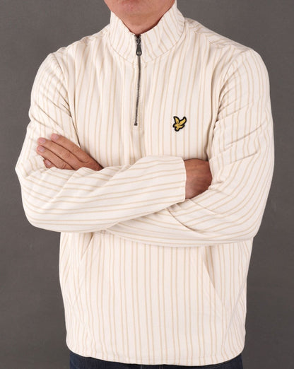Lyle & Scott Pinstripe 1/4 Zip Sweat Off White