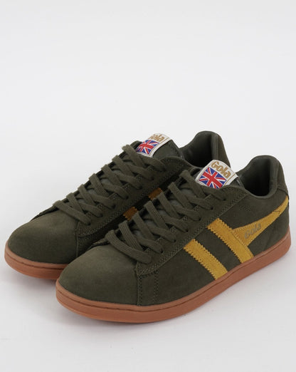 Gola Equipe Suede Trainer Khaki/Sun/Gum