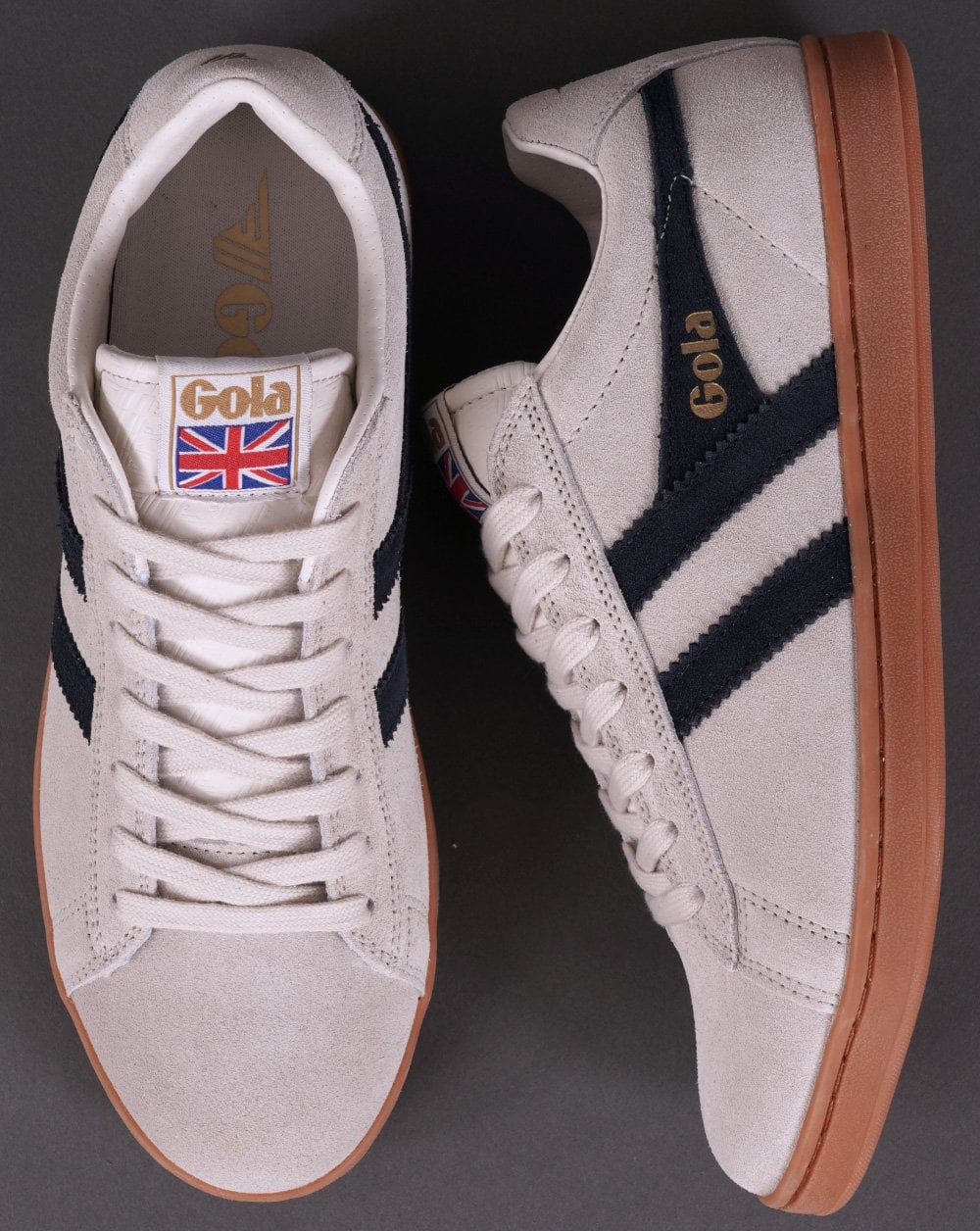 Gola Equipe Suede Trainer Off White/Navy/gum