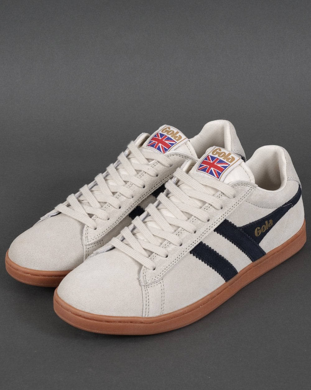 Gola Equipe Suede Trainer Off White/Navy/gum