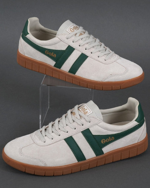 Gola Hurricane Suede Trainer Off White/Green/Gum