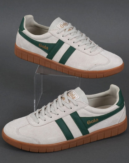 Gola Hurricane Suede Trainer Off White/Green/Gum