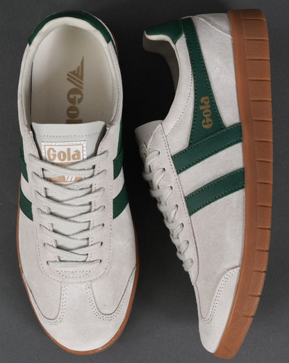 Gola Hurricane Suede Trainer Off White/Green/Gum