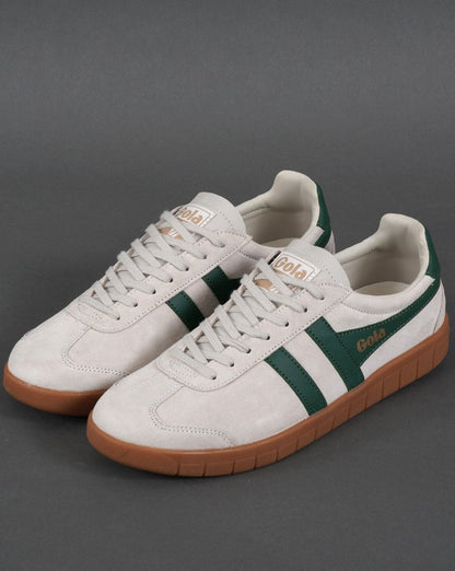 Gola Hurricane Suede Trainer Off White/Green/Gum