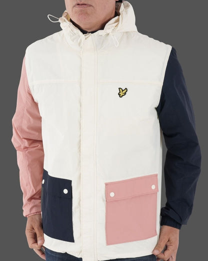 Lyle & Scott Colour Block Hooded Jacket Off White