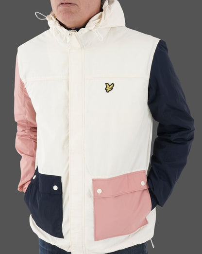Lyle & Scott Colour Block Hooded Jacket Off White