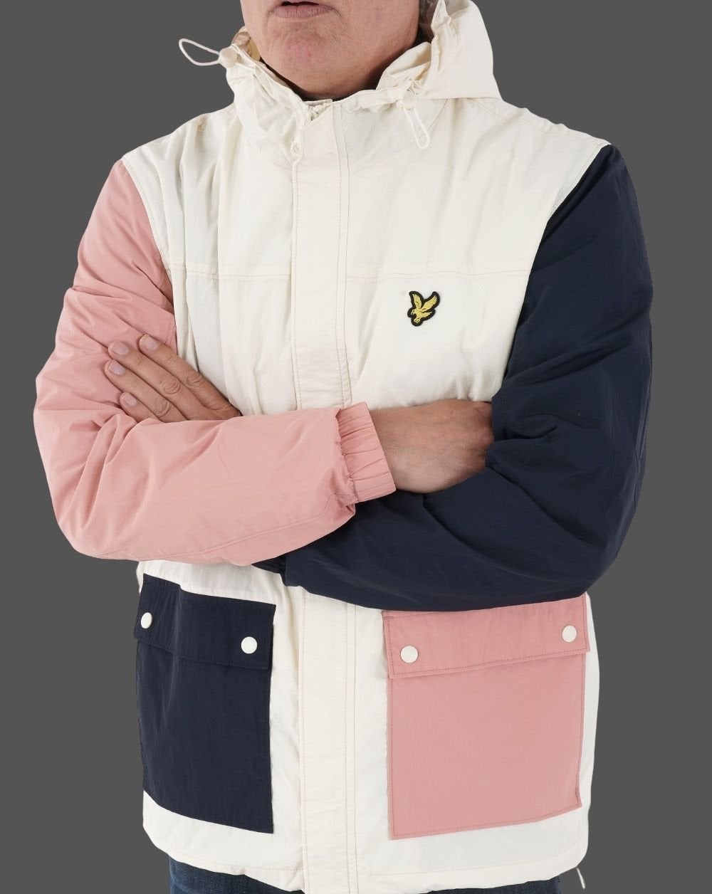Lyle & Scott Colour Block Hooded Jacket Off White