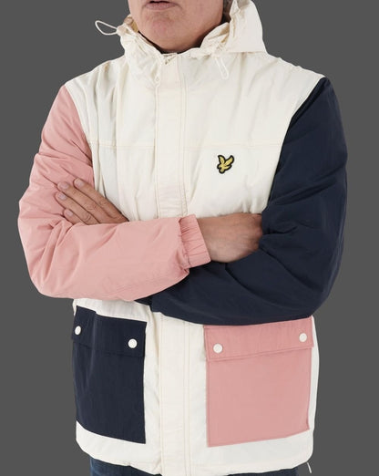 Lyle & Scott Colour Block Hooded Jacket Off White