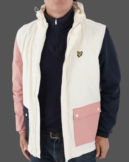 Lyle & Scott Colour Block Hooded Jacket Off White