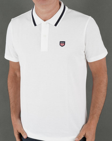 Gant Retro Shield Pique Short Sleeve Polo White