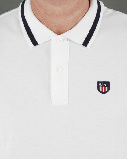 Gant Retro Shield Pique Short Sleeve Polo White