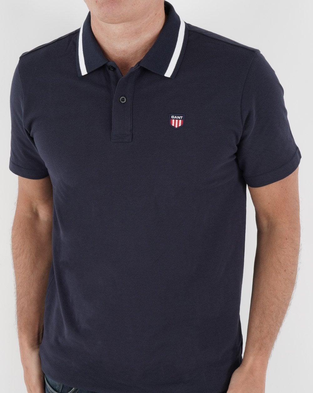 Gant Retro Shield Pique Short Sleeve Polo Navy