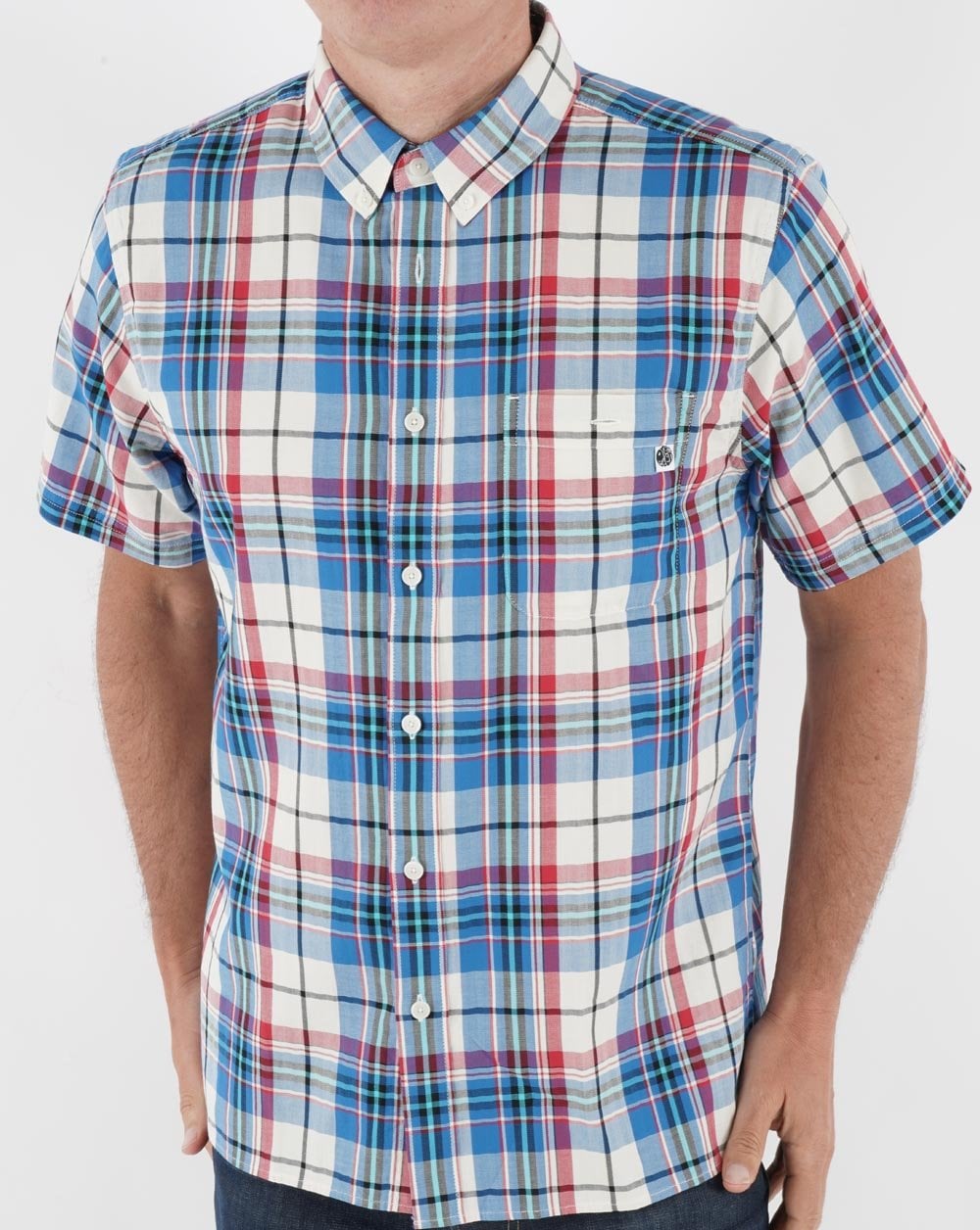 Pretty Green Madras Check Short Sleeve Shirt Stone