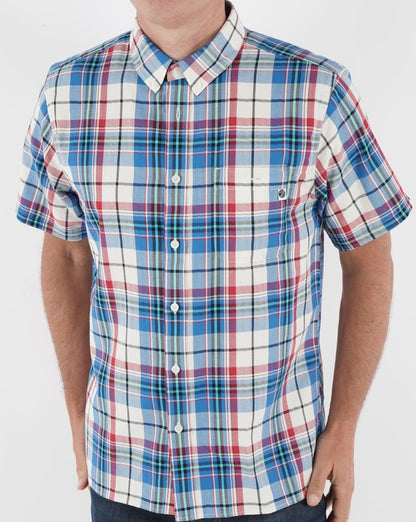 Pretty Green Madras Check Short Sleeve Shirt Stone