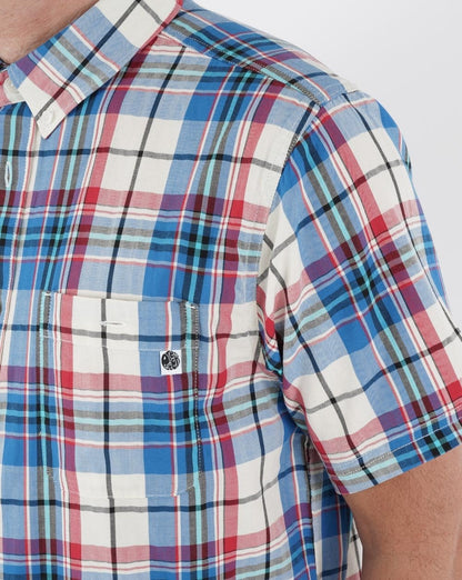 Pretty Green Madras Check Short Sleeve Shirt Stone