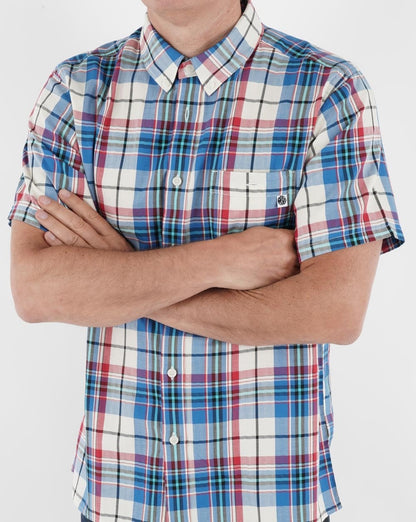 Pretty Green Madras Check Short Sleeve Shirt Stone