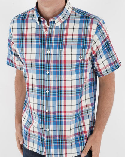 Pretty Green Madras Check Short Sleeve Shirt Stone