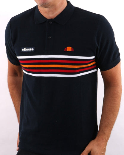 Ellesse Multi Stripe Polo Shirt Navy