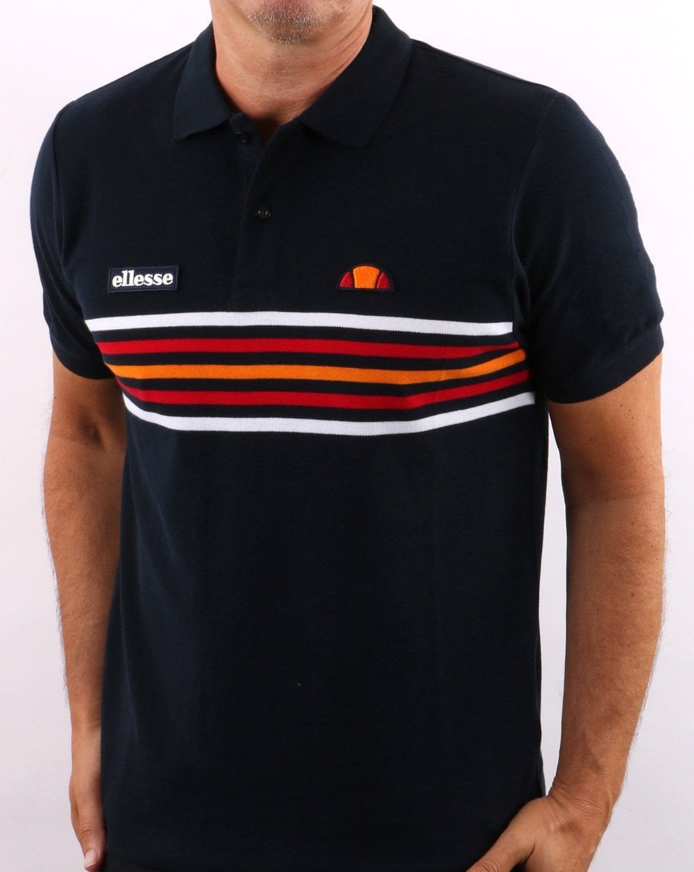 Ellesse Multi Stripe Polo Shirt Navy