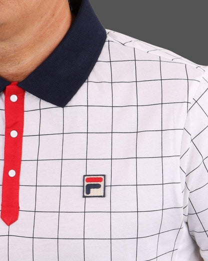 Fila Vintage Check Polo Shirt White/Navy/Red
