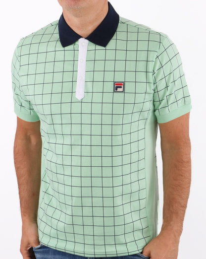 Fila Vintage Check Polo Shirt Pastel Green/Navy
