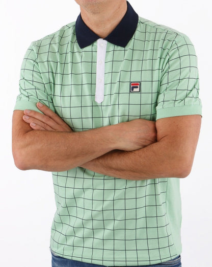 Fila Vintage Check Polo Shirt Pastel Green/Navy