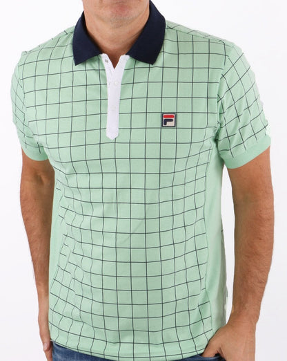 Fila Vintage Check Polo Shirt Pastel Green/Navy