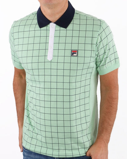 Fila Vintage Check Polo Shirt Pastel Green/Navy