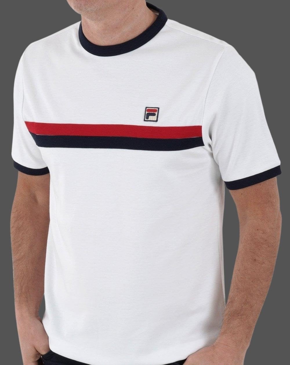 Fila Vintage Old Skool T Shirt White - Navy/red
