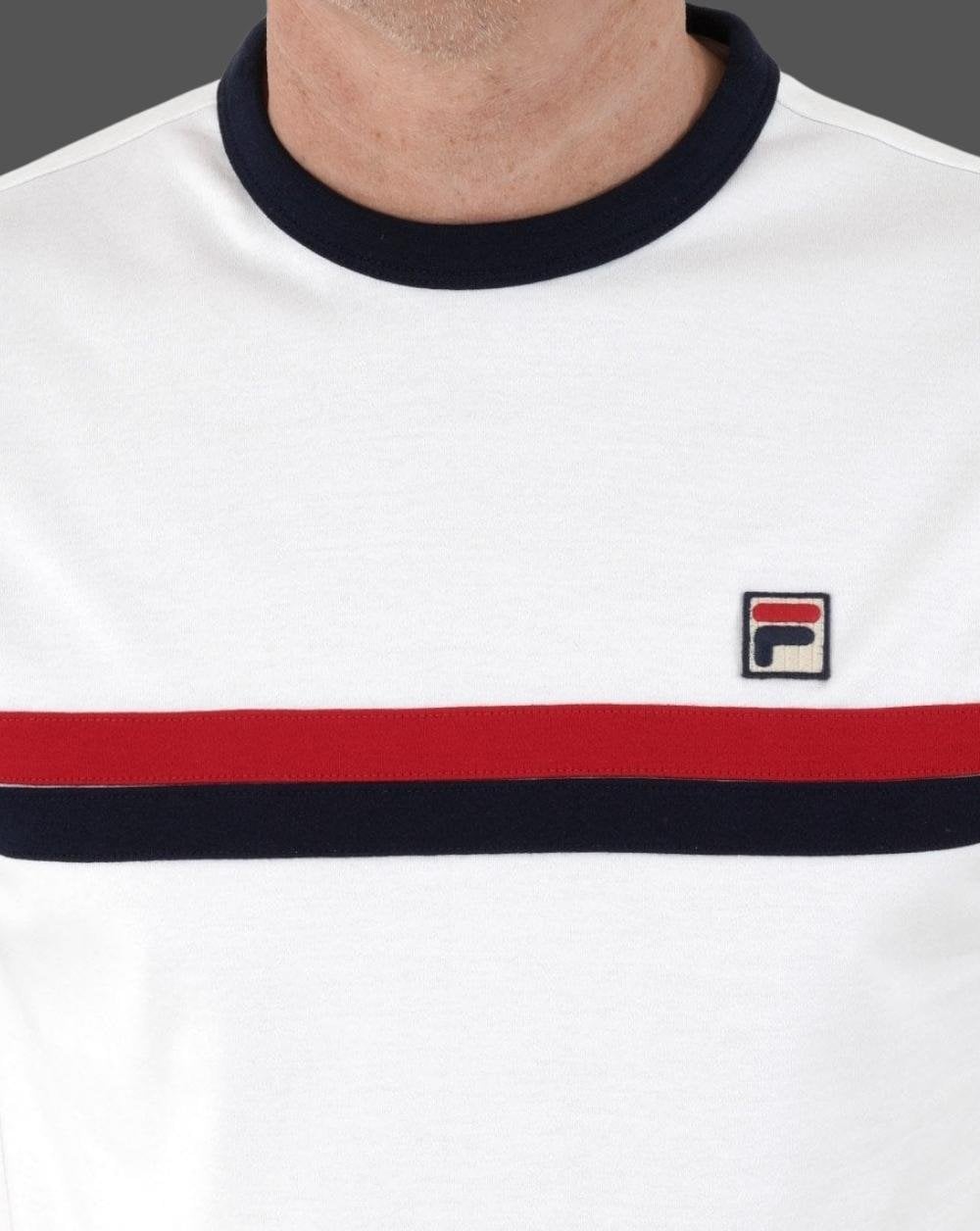 Fila Vintage Old Skool T Shirt White - Navy/red