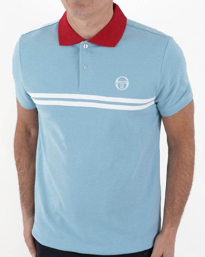 Sergio Tacchini Supermac Polo Shirt Sky Blue/White/Red
