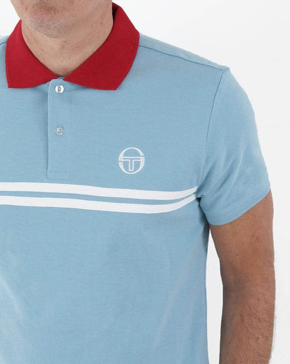 Sergio Tacchini Supermac Polo Shirt Sky Blue/White/Red