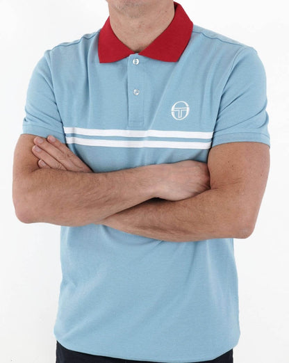 Sergio Tacchini Supermac Polo Shirt Sky Blue/White/Red