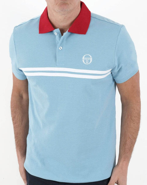 Sergio Tacchini Supermac Polo Shirt Sky Blue/White/Red