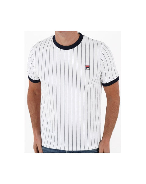 Fila Vintage Pinstripe T Shirt White/Navy