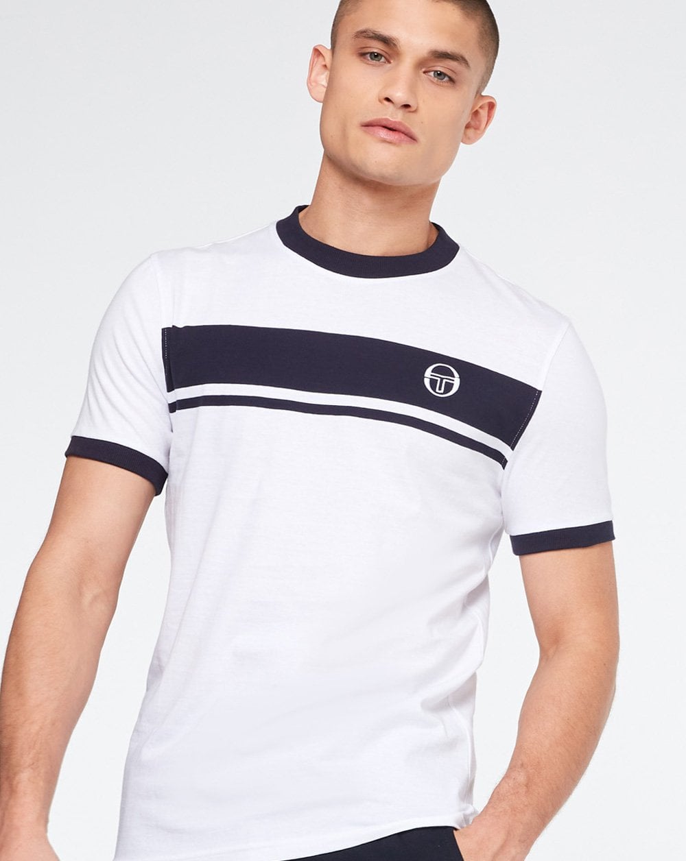 Sergio Tacchini Masters T Shirt White Navy