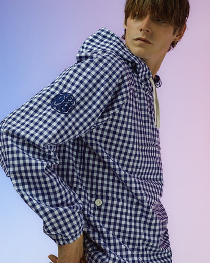 Pretty Green Ohd Smock Jacket Navy Gingham