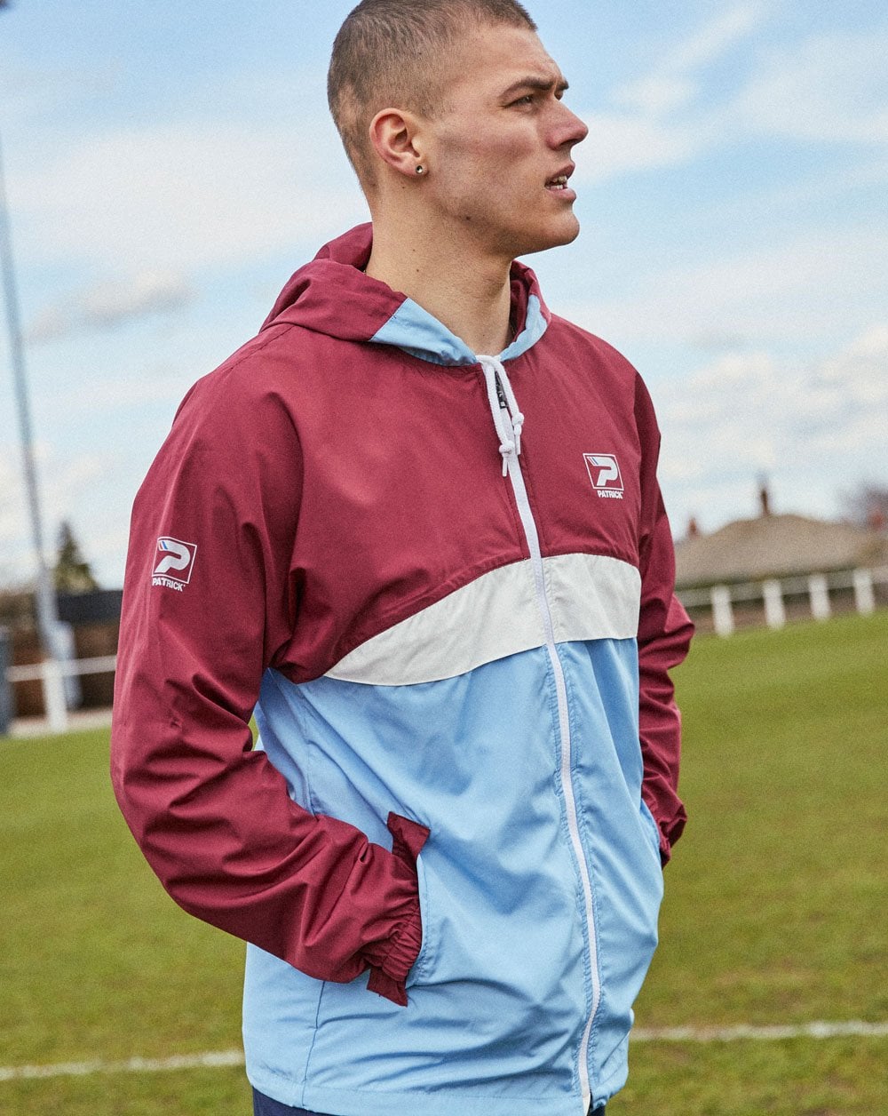 Patrick Classic Cagoule Claret /White / Sky