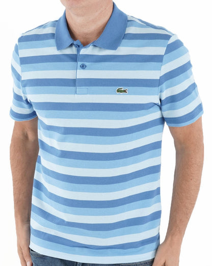 Lacoste Striped Polo Shirt Blue