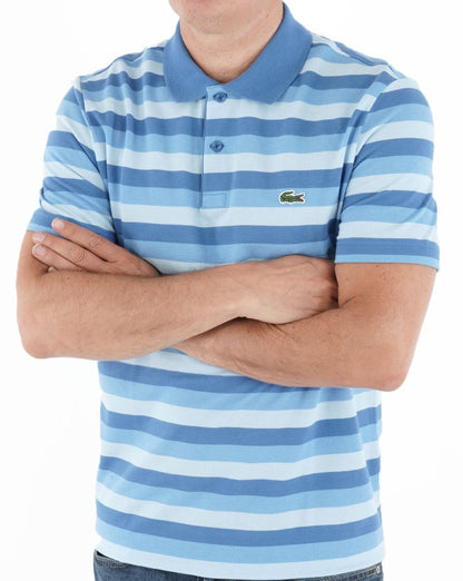 Lacoste Striped Polo Shirt Blue
