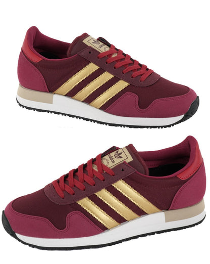 Adidas USA 84 Trainers Burgundy Red/Gold