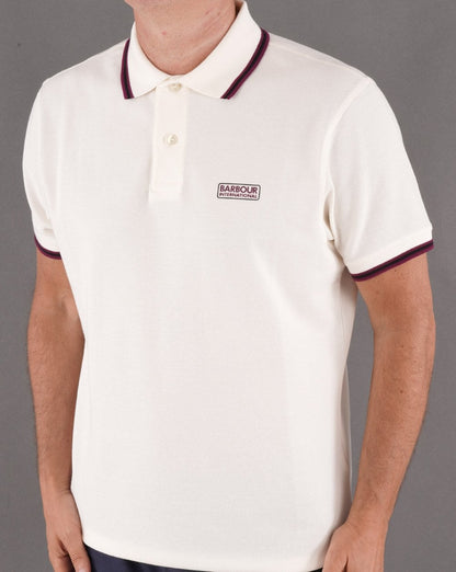 Barbour International Multi Tipped Polo Off White