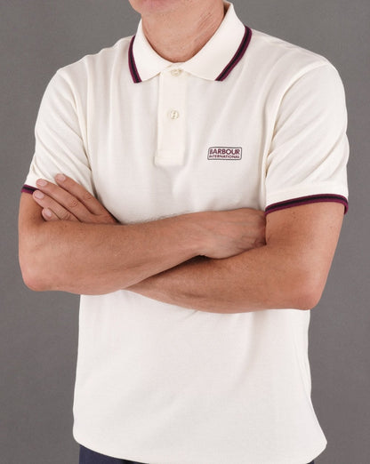 Barbour International Multi Tipped Polo Off White