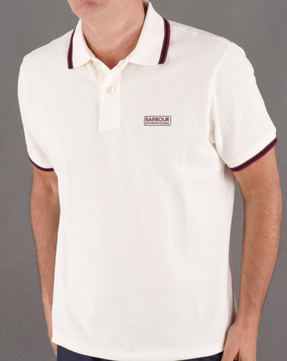 Barbour International Multi Tipped Polo Off White