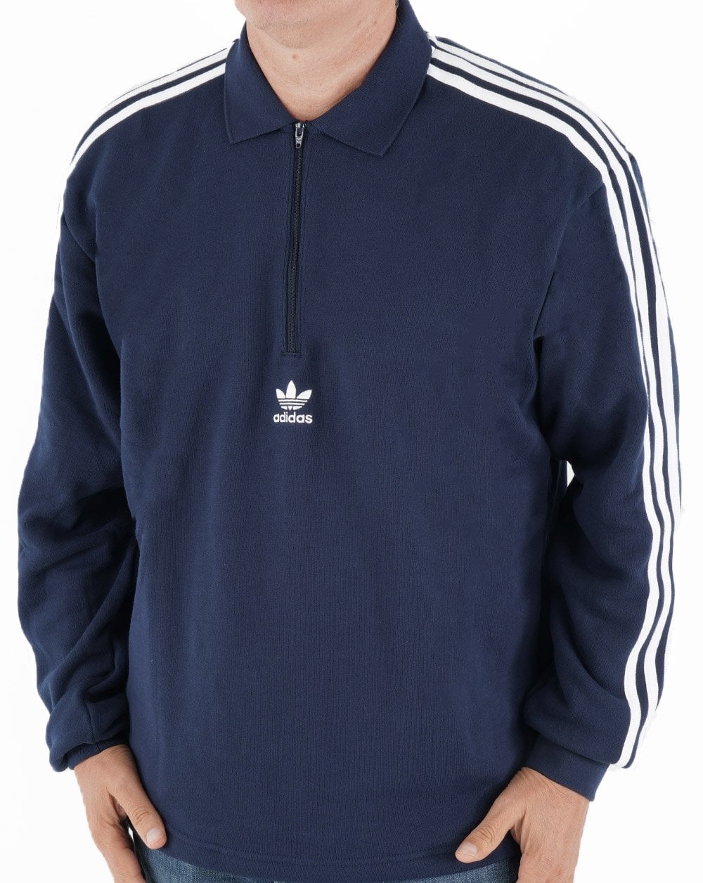Adidas Originals 3 Stripes 1/4 Zip Sweat Navy