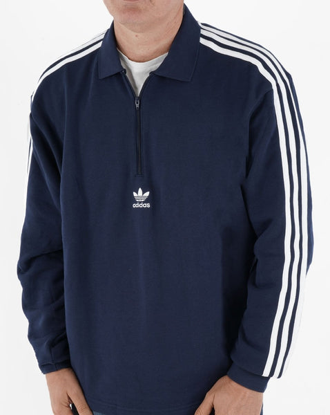 Adidas Originals 3 Stripes 1/4 Zip Sweat Navy