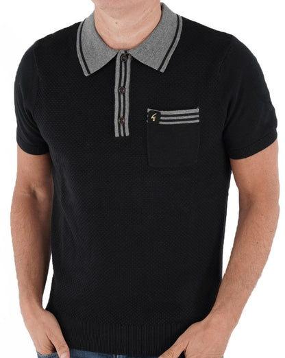 Gabicci Vintage Amalfi Knit Polo Black