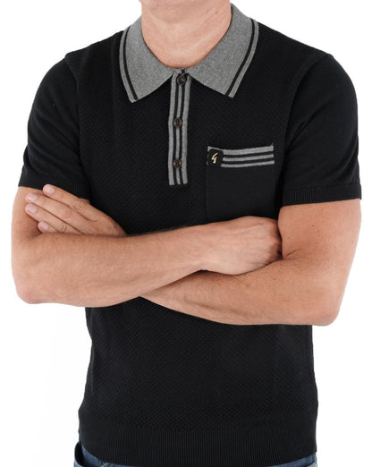 Gabicci Vintage Amalfi Knit Polo Black