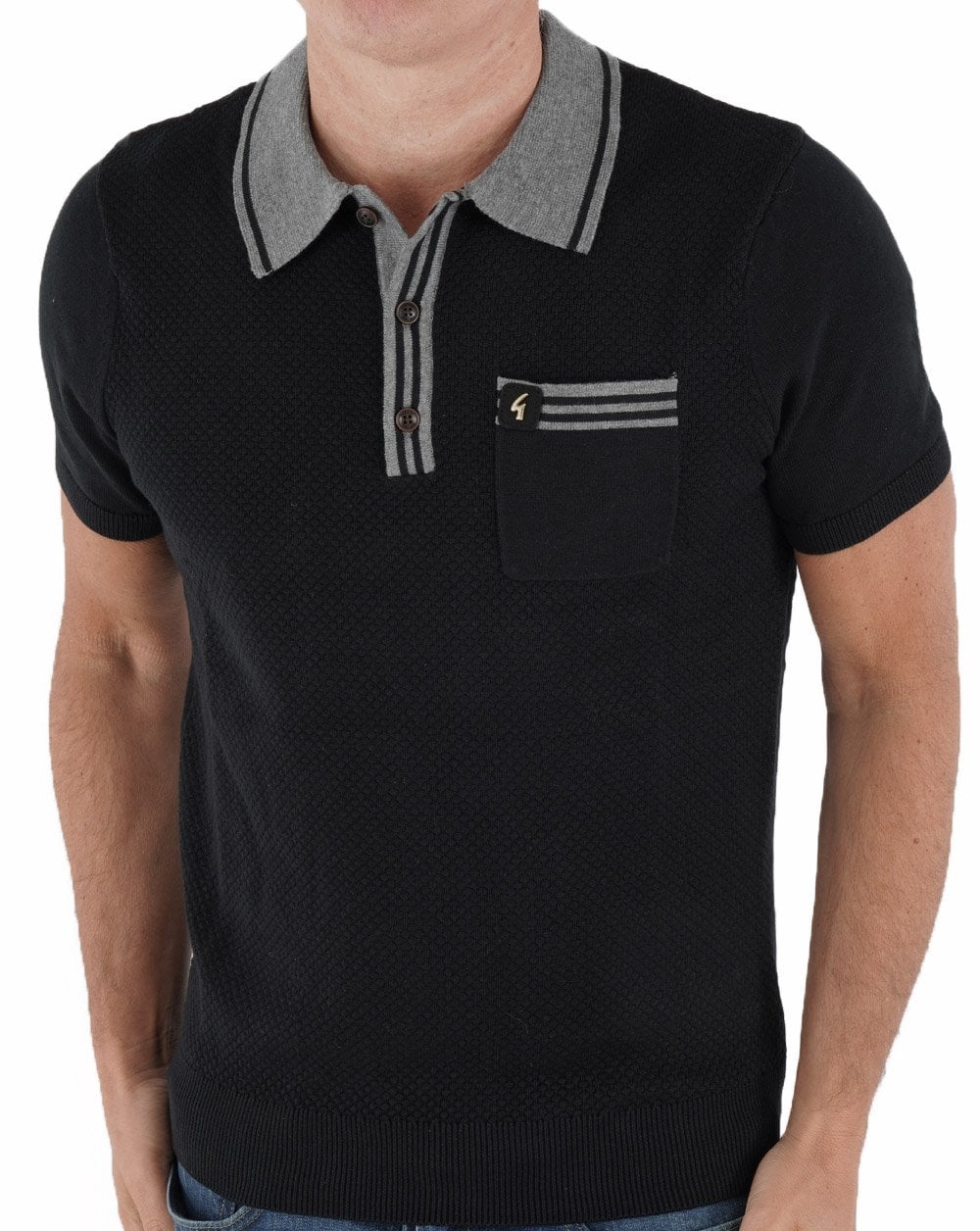 Gabicci Vintage Amalfi Knit Polo Black