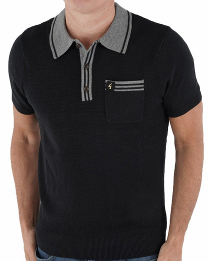 Gabicci Vintage Amalfi Knit Polo Black
